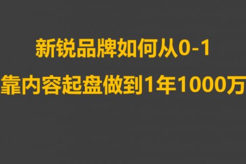 新锐品牌0-1靠内容，低预算做到1年1000万